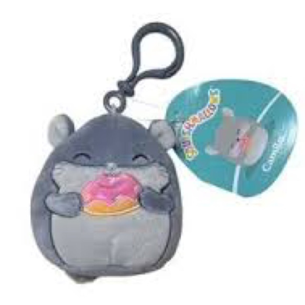 Squishmallow 3.5 Inch Camilo The Chinchilla with Donut Plush Clip NWT